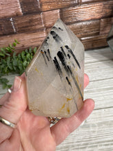 Load image into Gallery viewer, Black Tourmaline and Quartz Tower