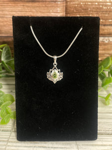 Peridot Lotus Sterling Silver Pendant