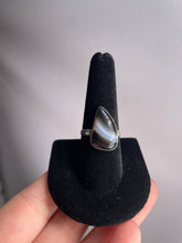 Load image into Gallery viewer, Black Banded Agate SZ 9 Sterling Silver Ring