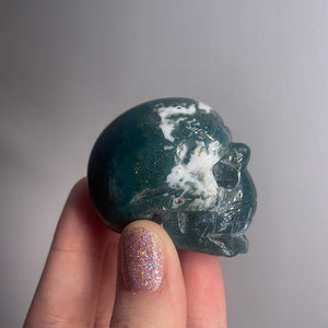 Moss Agate Skull