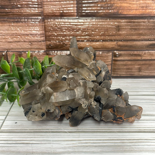 Smoky Quartz With Black Tourmaline Cluster