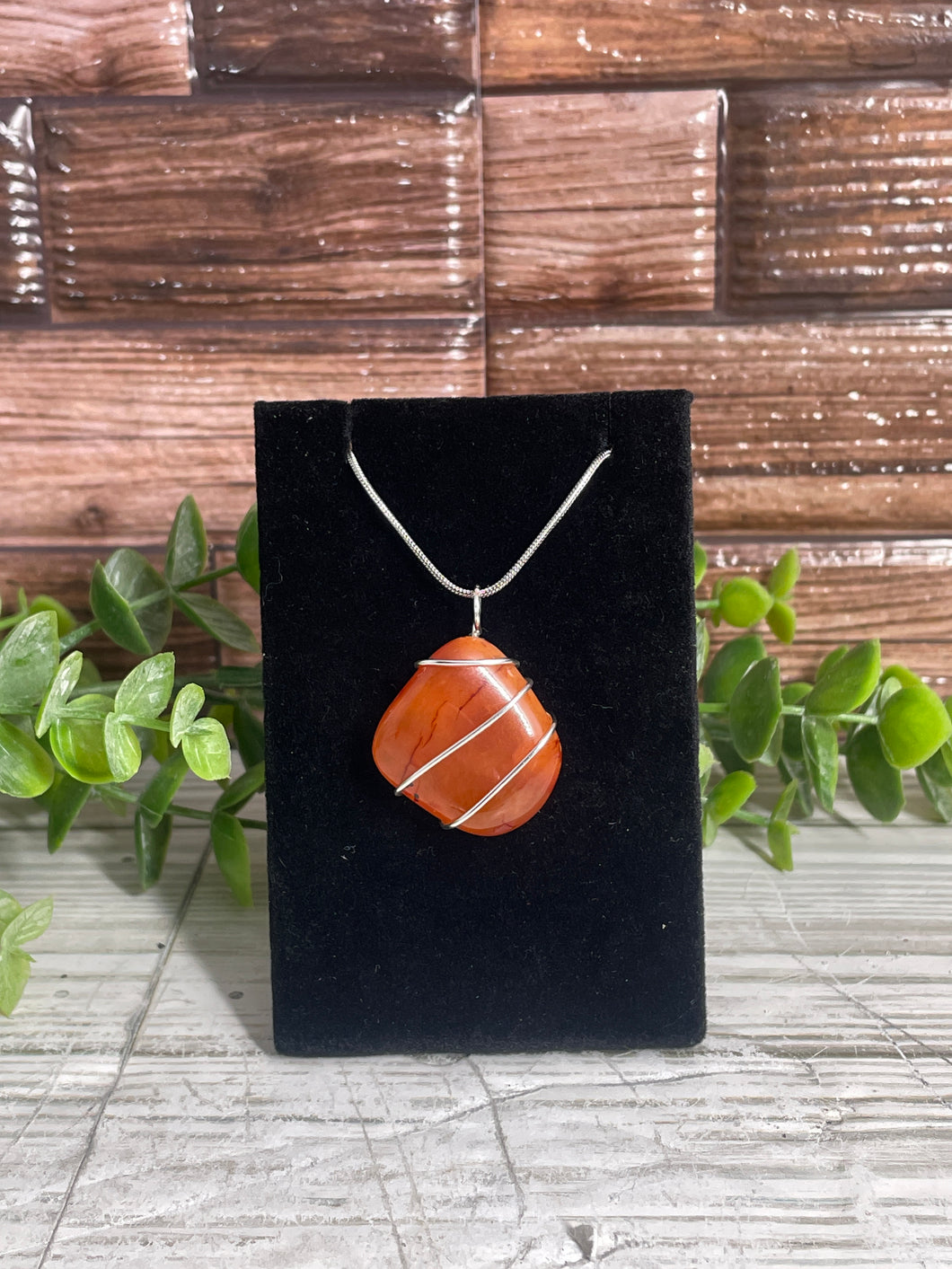 Carnelian Wire-Wrapped Pendant