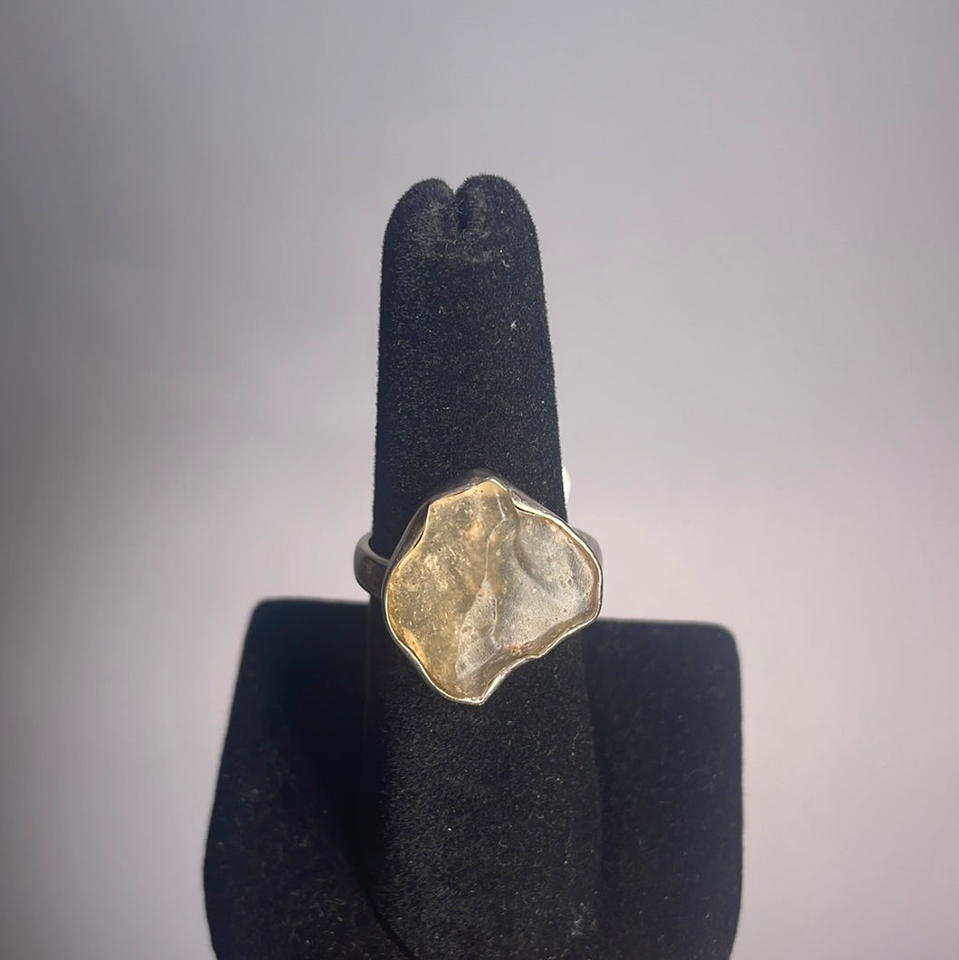 Libyan Desert Glass Size 8 Sterling Silver Ring