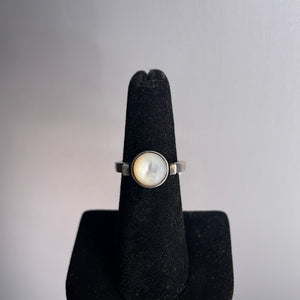 Black Onyx & Moonstone Fidget Size 8 Sterling Silver Ring