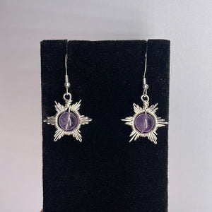 Amethyst Snowflake/Star Wire-Wrapped Earrings