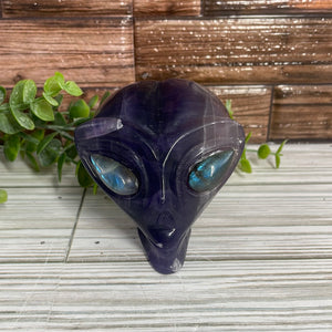 Fluorite Alien Head With Labradorite Eyes