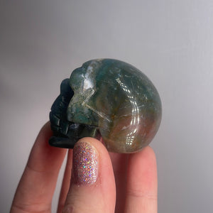 Moss Agate Skull