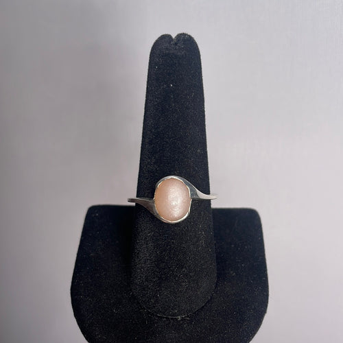 Peach Moonstone Size 9 Sterling Silver Ring