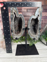 Load image into Gallery viewer, Grey Amethyst Butterfly Wings on Stand