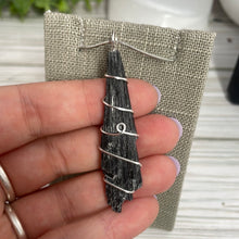 Load image into Gallery viewer, Black Kyanite Wire-Wrapped Pendant