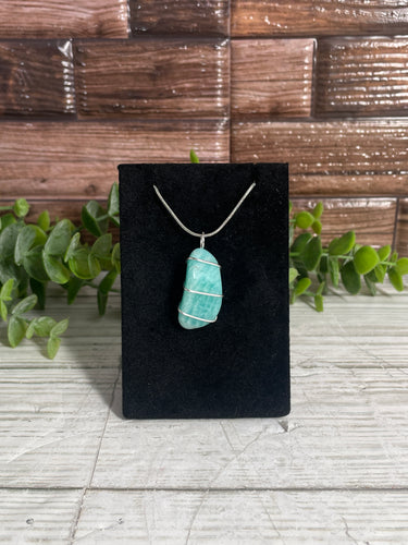 Amazonite Wire-Wrapped Pendant