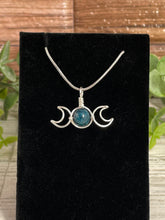 Load image into Gallery viewer, Blue Apatite Triple Moon Wire-Wrapped Pendant