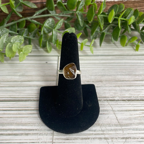 Cognac Quartz Size 7 Sterling Silver Ring