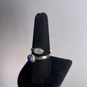 Herkimer Diamond & Tanzanite Size 8 Sterling Silver Ring