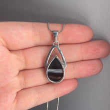 Load image into Gallery viewer, Black Banded Agate Sterling Silver Pendant