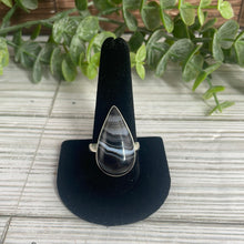 Load image into Gallery viewer, Black Banded Agate Size 11 Sterling Silver Ring