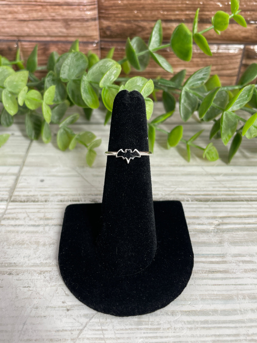 Black Tourmaline SZ 4 Sterling Silver Bat Ring