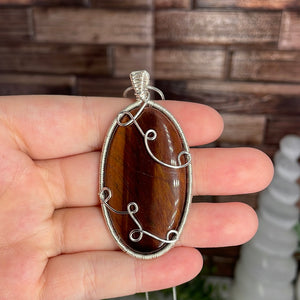 Red Tiger Eye Wire-Wrapped Pendant