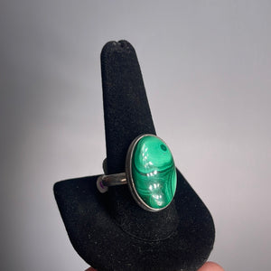 Malachite Size 11 Sterling Silver Ring