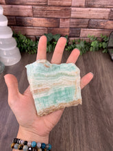 Load image into Gallery viewer, Caribbean Calcite Cube on Caribbean Calcite Slab