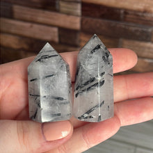 Load image into Gallery viewer, Black Tourmaline In Quartz Tower Small