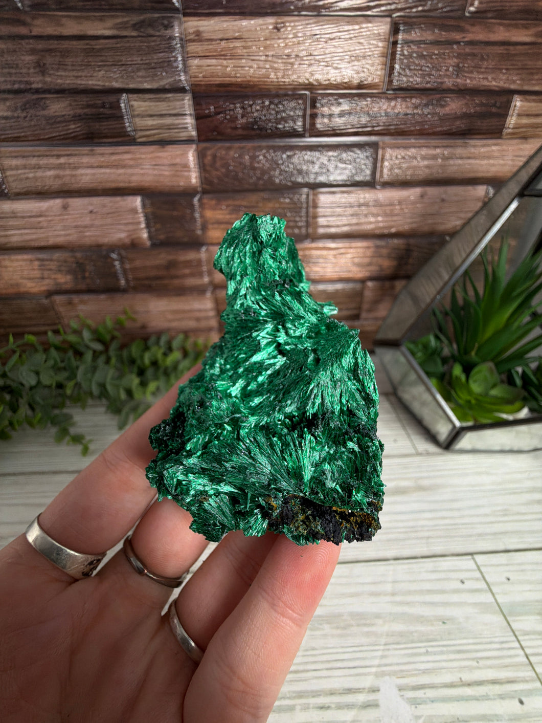 Raw Fibrous Malachite