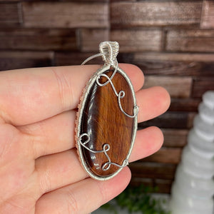 Red Tiger Eye Wire-Wrapped Pendant