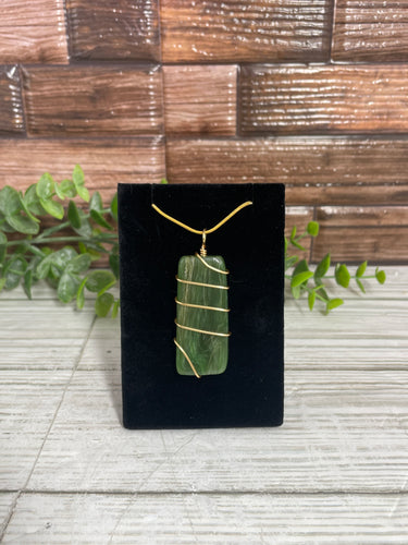 Nephrite Jade Wire-Wrapped Pendant