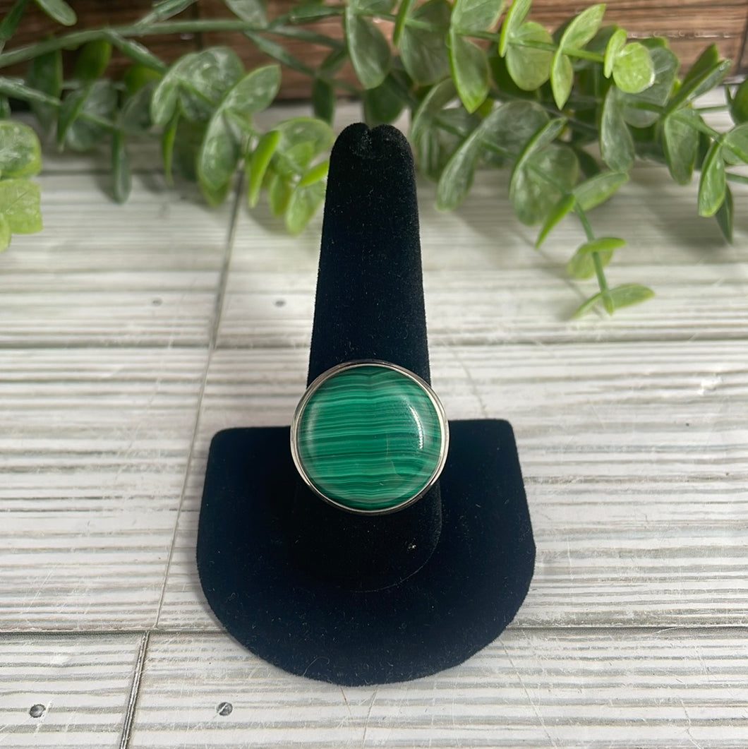 Malachite Size 10 Sterling Silver Ring
