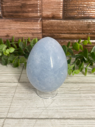 Blue Calcite Egg Carving