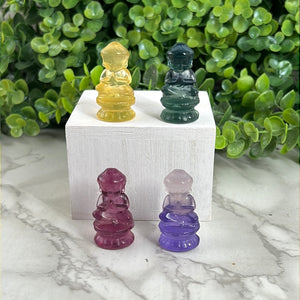 Fluorite Praying Buddha Carving