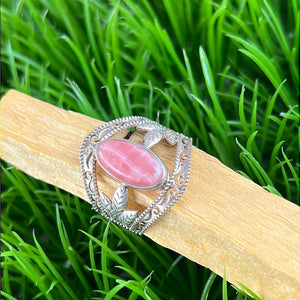 Rhodochrosite Sterling Silver Ring Size 10