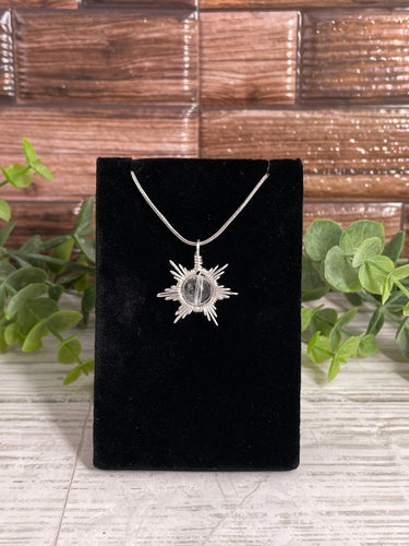 Clear Quartz Snowflake/Star Wire-Wrapped Pendant
