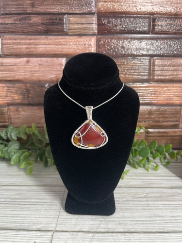 Mookaite Wire-Wrapped Pendant