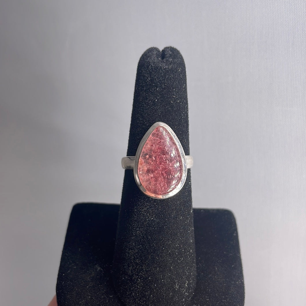 Strawberry Quartz Size 7 Sterling Silver Ring