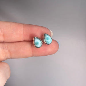 Larimar Sterling Silver Stud Earrings