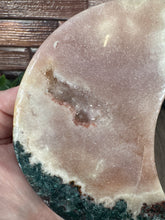 Load image into Gallery viewer, Moss Agate and Pink Amethyst Moon