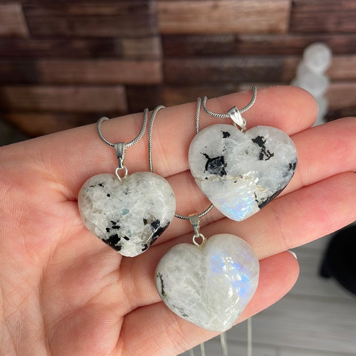 Rainbow Moonstone Heart Necklace