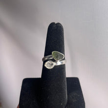 Load image into Gallery viewer, Moldavite &amp; Herkimer Diamond Size 6 Sterling Silver Ring