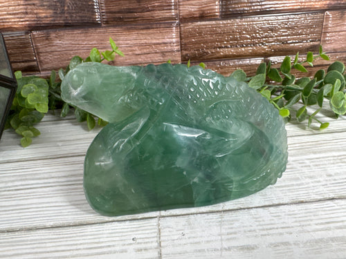Fluorite Chameleon Carving