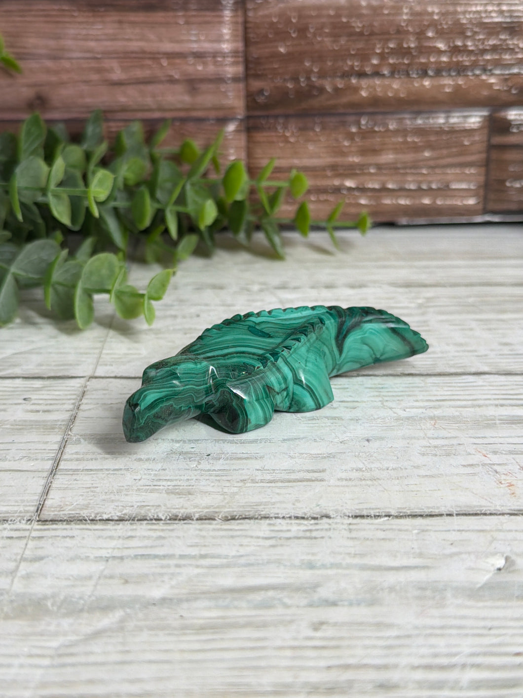 Malachite Crocodile Carving