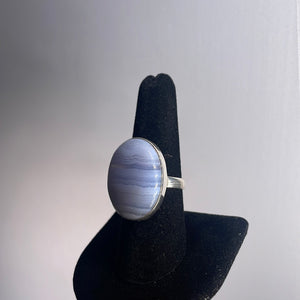 Blue Lace Agate Size 8 Sterling Silver Ring