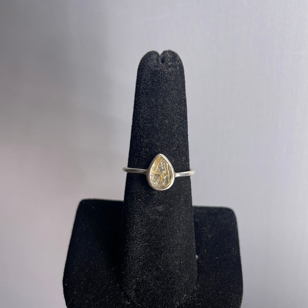 Rutile Quartz Size 7 Sterling Silver Ring