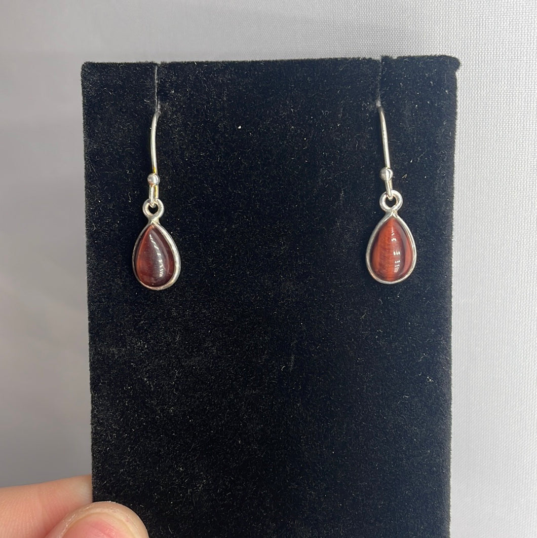 Red Tiger Eye Sterling Silver Earrings