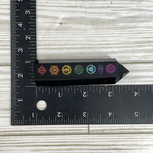 Engraved Obsidian Chakra Tower Small