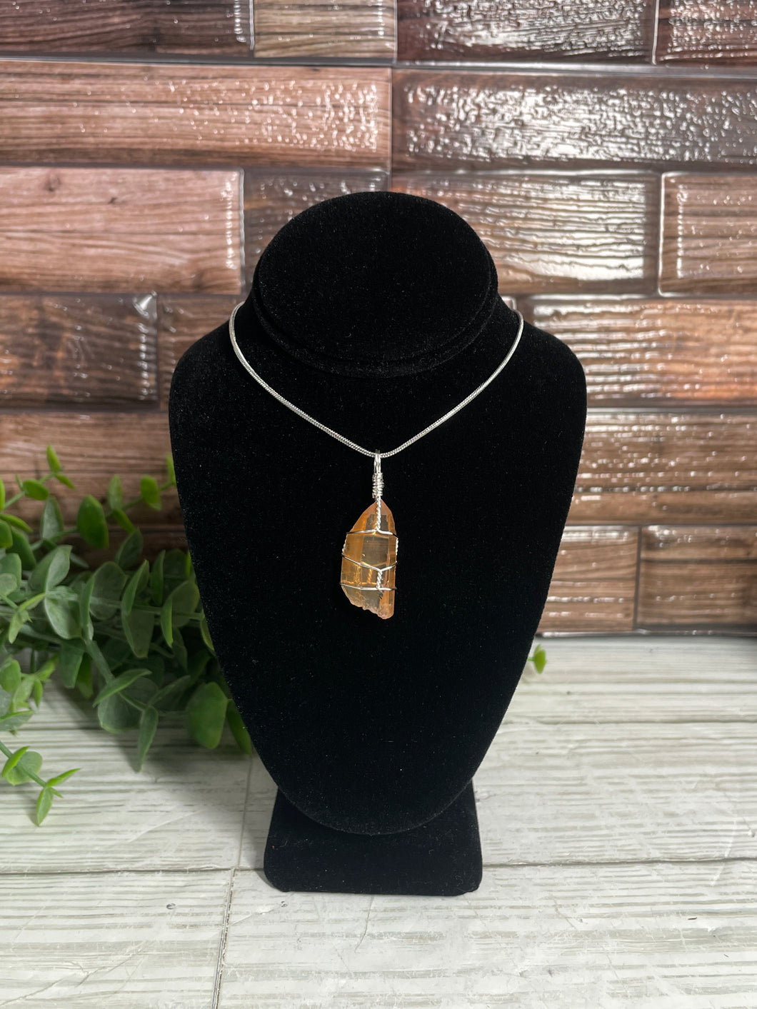 Orange Quartz Wire-Wrapped Pendant