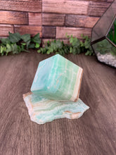 Load image into Gallery viewer, Caribbean Calcite Cube on Caribbean Calcite Slab