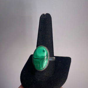 Malachite Size 11 Sterling Silver Ring