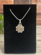 Load image into Gallery viewer, Rose Quartz Sterling Silver Flower Pendant