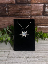 Load image into Gallery viewer, Rainbow Moonstone Star/Snowflake Wire-Wrapped Pendant